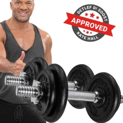 Miweba Sports Kurzhantel MKH110, 10 kg, Gewichte aus Gusseisen, Stahl-Hantelstange, Sternverschluss (Hantelpaar) Outlet