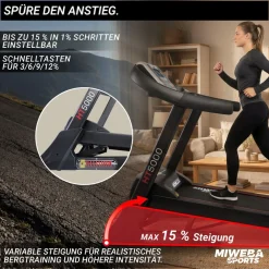 Laufband Home Track HT5000, mit Steigung, 2600 Watt, große Lauffläche, 1-18 km/h ^ Miweba Sports Clearance