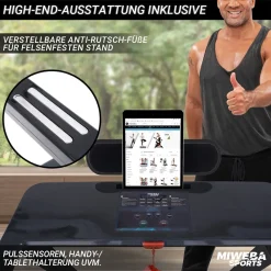 Laufband Home Track HT500, klappbar, 1-14 km/h, Handy/-Tablethalter, 12 Programme (Schwarz) ^ Miweba Sports Discount