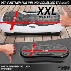 Miweba Sports Vibrationsplatte MV300, 4D-Wave-Vibration, Fernbedienung, 800 Watt, 16 Stufen, LED Weiß Hot