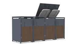 Mülltonnenbox Anthrazit mit Holzoptik für 4 Mülltonnen 240L 265x80x116cm Pedal ^ FM-Solar Hot