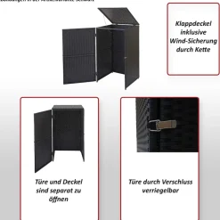 MCW Mülltonnenverkleidung -E25, Mülltonnenbox Mülltonnenabdeckung, Poly-Rattan 120l ~ braun Online