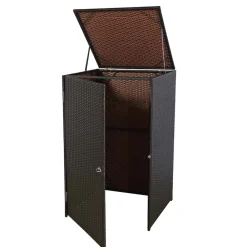 MCW Mülltonnenverkleidung -E25, Mülltonnenbox Mülltonnenabdeckung, Poly-Rattan 120l ~ braun Online