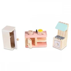 Holz-Puppenmöbel Küche 4013 Möbelset Kühlschrank Herd Küchentheke Zubehör ^ Moni Hot