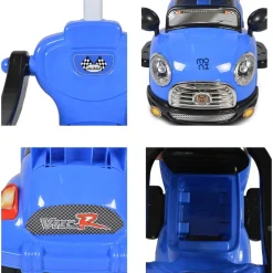 Moni 3 in 1 Rutschauto Paradies K401-3 Musik Schiebestange Sonnendach Fußstützen blau Clearance