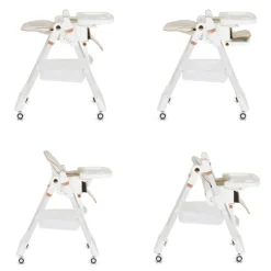 Moni Kinderhochstuhl Lindo klappbar Lätzchen Besteck Räder Korb höhenverstellbar weiß beige Outlet