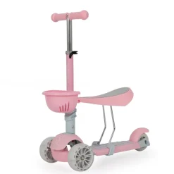 Kinderroller Bubblegum 2 in 1, Höhe einstellbar, Sitz abnehmbar, 3 Räder rosa ^ Moni Best