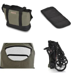Kombikinderwagen Rafaello 2 in 1, umbaubar, Sportsitz, Fußabdeckung, Tasche grün ^ Moni Outlet