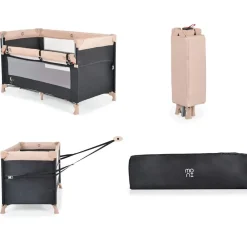 Moni Reisebett Next Level, 2 Ebenen, Matratze, Seite zum klappen, Beistellbett beige grau Hot