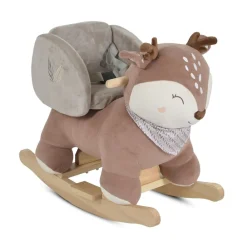 Moni Schaukeltier Reh aus Holz mit Sitz Holzkufen Musik Holzgriffe bis 30 kg braun Outlet