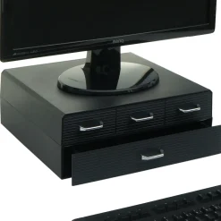Monitorerhöhung -L99, Monitorständer Bildschirmerhöhung Aufbewahrungsbox mit 4 Schubladen und 15 Fächern 13x34x31cm ^ MCW Clearance