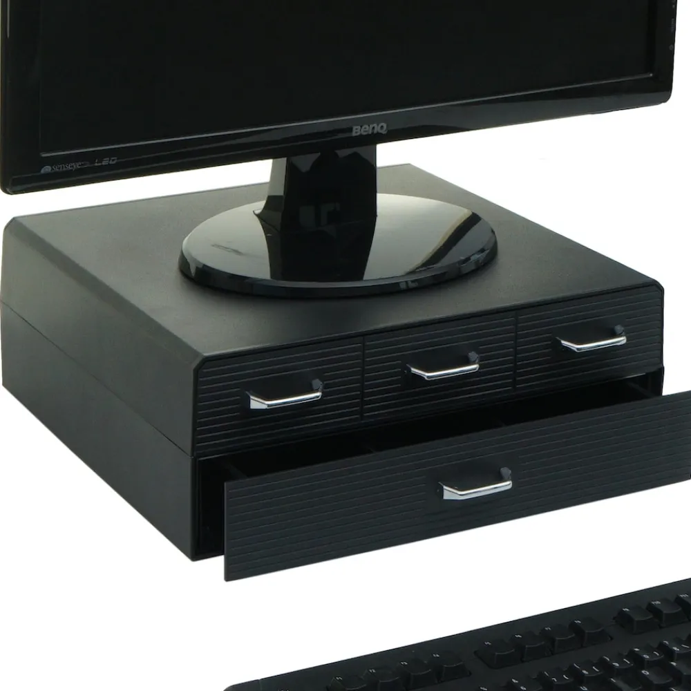 Monitorerhöhung -L99, Monitorständer Bildschirmerhöhung Aufbewahrungsbox mit 4 Schubladen und 15 Fächern 13x34x31cm ^ MCW Clearance