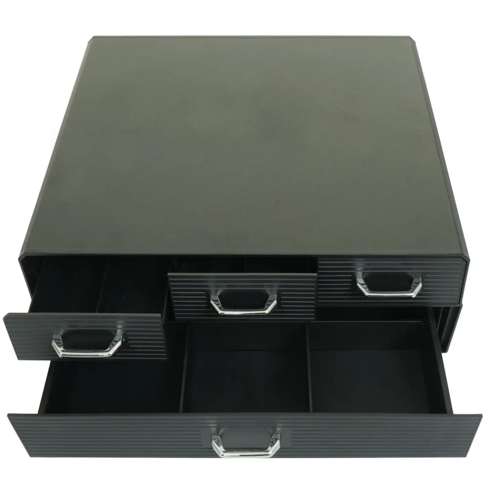 Monitorerhöhung -L99, Monitorständer Bildschirmerhöhung Aufbewahrungsbox mit 4 Schubladen und 15 Fächern 13x34x31cm ^ MCW Clearance