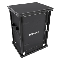 24MOVE ® Campingküche BERGAMO faltbar, Aluminium Reiseküche mit Arbeitsplatte, Staufächern & stabilem Gestell für Camping Discount
