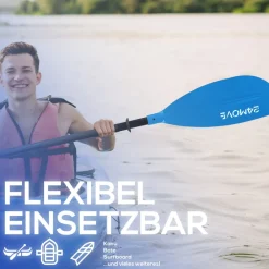 24MOVE ® Doppelpaddel LAGO Aluminium Paddel, Stand-Up Paddling, Paddel für Kajak, 220 cm, verstellbar Clearance