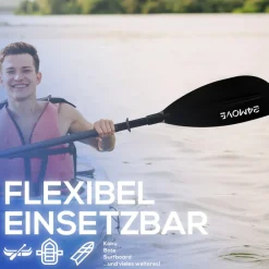 24MOVE ® Doppelpaddel LAGO Aluminium Paddel, Stand-Up Paddling, Paddel für Kajak, 220 cm, verstellbar Discount