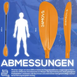 ® Doppelpaddel LAGO Aluminium Paddel, Stand-Up Paddling, Paddel für Kajak, 220 cm, verstellbar ^ 24MOVE New