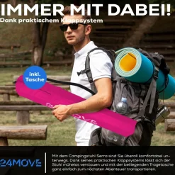 ® Faltstuhl pink Campingstuhl Anglerstuhl mit Getränkehalter - Anglersessel klappbar - Klappstuhl Gartenstuhl Faltstuhl Relaxsessel Campingsessel faltbar, Polyester, für draußen oder drinnen ^ 24MOVE New