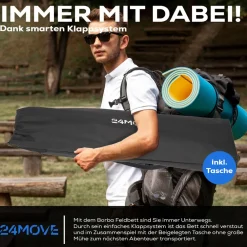 ® Feldbett Campingbett bis 150 kg In-und Outdoor Camping faltbar mit Seitentasche und Kissen ^ 24MOVE Sale
