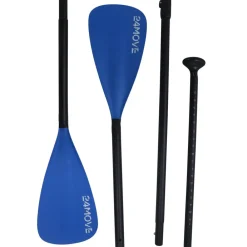 24MOVE ® Paddel Doppelpaddel 2 in 1 Teleskoppaddel Stechpaddel für SUP Stand Up Board , Kajak, Aluminium 230cm, Blau Hot