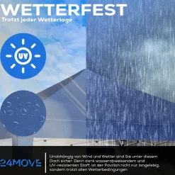 ® Pavillon Santos 3x3m Pop-Up UV-Schutz 50+ Wasserdicht & winterfest mit Tasche faltbar & stabil, für Camping & Garten Faltpavillon - Partyzelt Blaullon Faltpavillion SANTOS 3x3M Pop Up wasserdicht klappbar, blau ^ 24MOVE Best