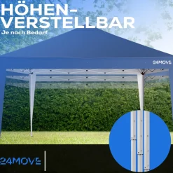 ® Pavillon Santos 3x3m Pop-Up UV-Schutz 50+ Wasserdicht & winterfest mit Tasche faltbar & stabil, für Camping & Garten Faltpavillon - Partyzelt Blaullon Faltpavillion SANTOS 3x3M Pop Up wasserdicht klappbar, blau ^ 24MOVE Best