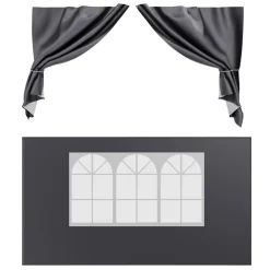 ® Pavillon Seitenteile 2er Set 2x3m mit Fenster & Reissverschluss, wasserdicht, grau - für Partyzelt, Festzelt, Festivals ^ 24MOVE Discount
