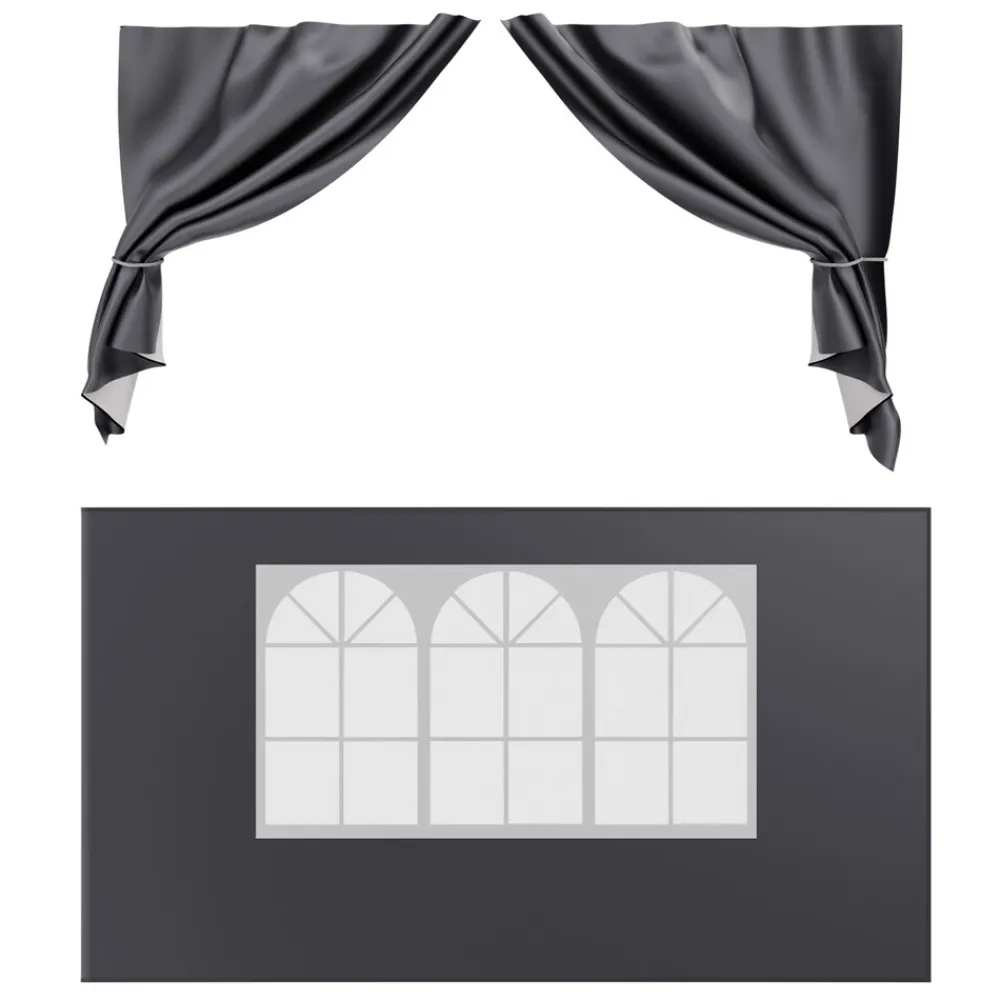 ® Pavillon Seitenteile 2er Set 2x3m mit Fenster & Reissverschluss, wasserdicht, grau - für Partyzelt, Festzelt, Festivals ^ 24MOVE Discount