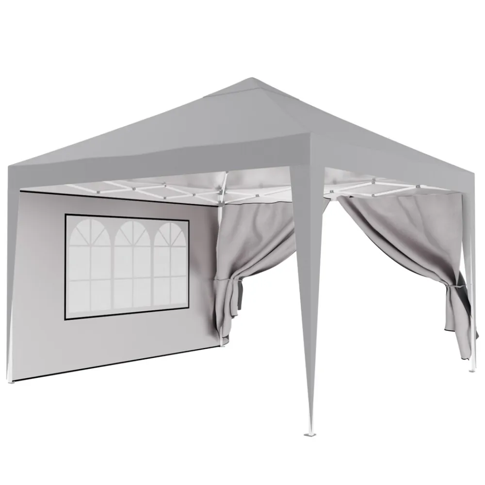 ® Pavillon Seitenteile 2er Set 2x3m mit Fenster & Reissverschluss, wasserdicht, grau - für Partyzelt, Festzelt, Festivals ^ 24MOVE Discount