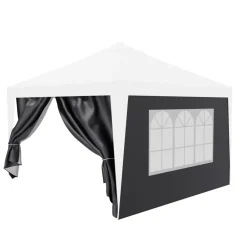 ® Pavillon Seitenteile 2er Set 2x3m mit Fenster & Reissverschluss, wasserdicht, grau - für Partyzelt, Festzelt, Festivals ^ 24MOVE Discount