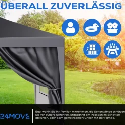 ® Pavillon Seitenteile 2er Set 2x3m mit Fenster & Reissverschluss, wasserdicht, grau - für Partyzelt, Festzelt, Festivals ^ 24MOVE Discount