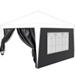 ® Pavillon Seitenteile 2er Set 2x3m mit Fenster & Reissverschluss, wasserdicht, grau - für Partyzelt, Festzelt, Festivals ^ 24MOVE Discount