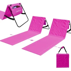 ® Strandmatte 2er Set klappbar mit Rückenlehne, Strandliege mit Gurt, tragbar für Strand und Garten, Liegematte rosa ^ 24MOVE New