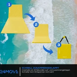 24MOVE ® Strandmatte 2er Set klappbar mit Rückenlehne, Strandliege mit Gurt, tragbar für Strand und Garten, Liegematte gelb Sale