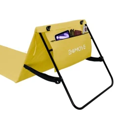24MOVE ® Strandmatte 1er Set klappbar mit Rückenlehne, Strandliege mit Gurt, tragbar für Strand und Garten, Liegematte gelb New