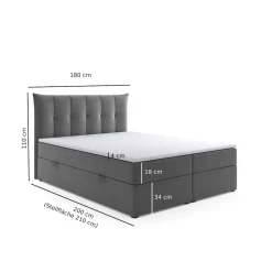 M-Punkt GmbH Boxspringbett PADUA mit Bettkasten 180 x 200 cm Anthrazit - versch. Ausführungen Online