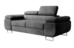Polstergarnitur Miami 3-2-1 Samtstoff Grau Anthrazit mit Bett Kopfteilverstellung Bett Sofa Schlafsofa Wohnlandschaft ^ M-Punkt Hot