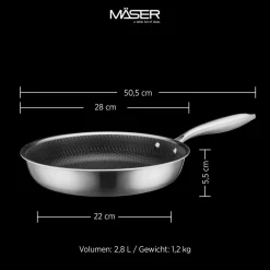 Mäser Bratpfanne 28 cm, Edelstahl Hestia Keramik Silber / Schwarz Sale