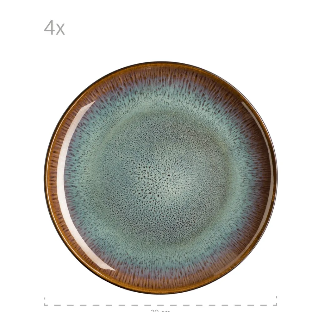 Mäser Dessertteller-Set, Steinzeug Teona Blau, Braun, Grün, Schwarz Sale