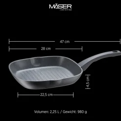 Grillpfanne, Aluminium Leonis Schwarz ^ Mäser Discount