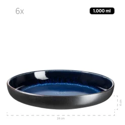 Mäser Tafelservice, Steinzeug NIARA Schwarz / Blau Clearance