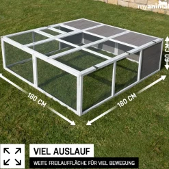 MyAnimal Hasenstall MH-06 Freilaufgehege, Kaninchenstall XXL, mit Unterstand, Simple-Fold, Vollholz (Grau) ^ My Animal Sale