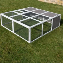 MyAnimal Hasenstall MH-06 Freilaufgehege, Kaninchenstall XXL, mit Unterstand, Simple-Fold, Vollholz (Grau) ^ My Animal Sale