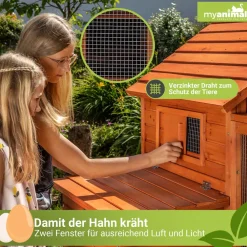 My Animal MyAnimal Hühnerstall XXL für 8 Hühner MH-22, Hühnerhaus mit zwei Nistkästen, Auslauf, zwei Ebenen (Grau/Weiß 2.0) Dunkelrot Discount