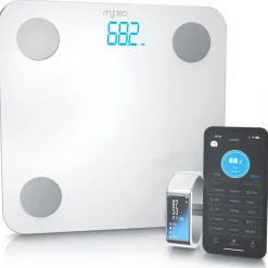 MyBeo Digitale Bluetooth Körperfettwaage Diagnosewaage mit App-Steuerung  weiß
