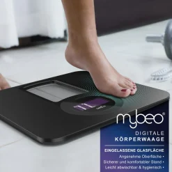 Digitale Personenwaage Körperwaage - Badezimmer Waage im Slim Design - 6 mm Sicherheitsglas - großes LCD-Display, max. 150 kg ^ MyBeo Online