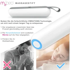 Massagestift, elektrisch, Vibration und Wärme, für Wohlbefinden der Haut ^ MyBeo Hot