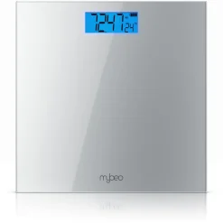 Personenwaage digitale Waage für Personen, große Trittfläche aus 6mm Sicherheitsglas, 1-tlg., Badezimmer Digitalwaage, schmales Design, max. Belastung über 150 kg ^ MyBeo New