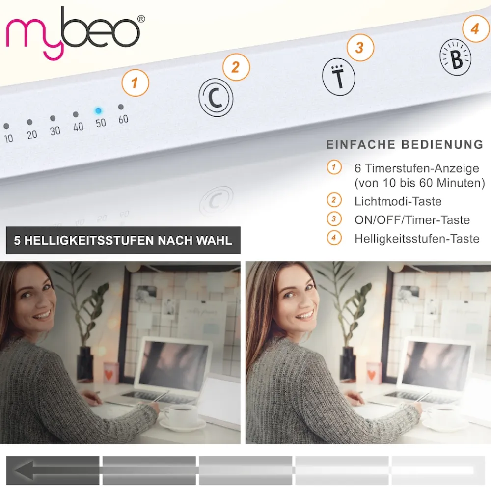 Tageslichtlampe, LED, dimmbar, mit Timer & Lichtmodi ^ MyBeo Discount