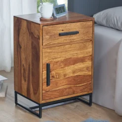 Finebuy Nachttisch Nachtkommode Boxspringbett Massivholz 45x35x65 cm Schublade Discount